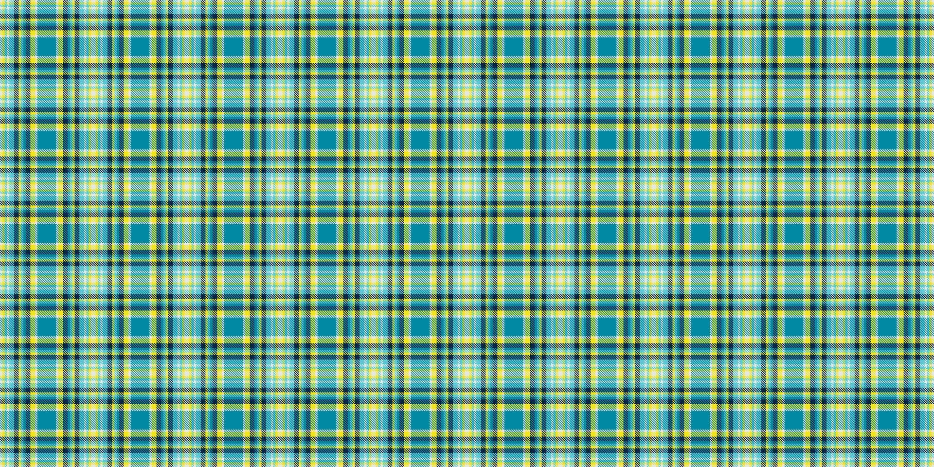 Vibrant, textured tartan pattern in teal, yellow and black. Perfect for backgrounds, textiles, and design projects. Classic, timeless, and visually striking. vector
