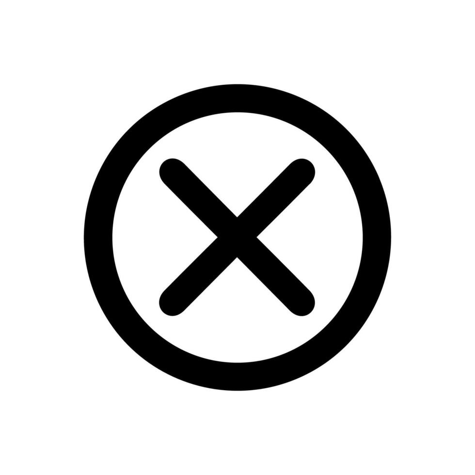 Simple Line Style Circle with Cross Mark Symbol Shape Element Icon vector