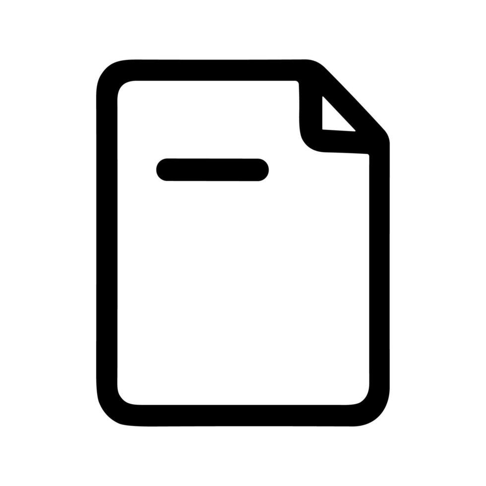 Minimalist Line Document Page Icon with Curved Edge and Single Line vector