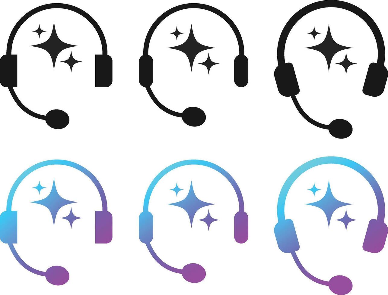 AI Customer Care Icon Set. AI based Virtual Assistant and Customer Support Icons Collection vector