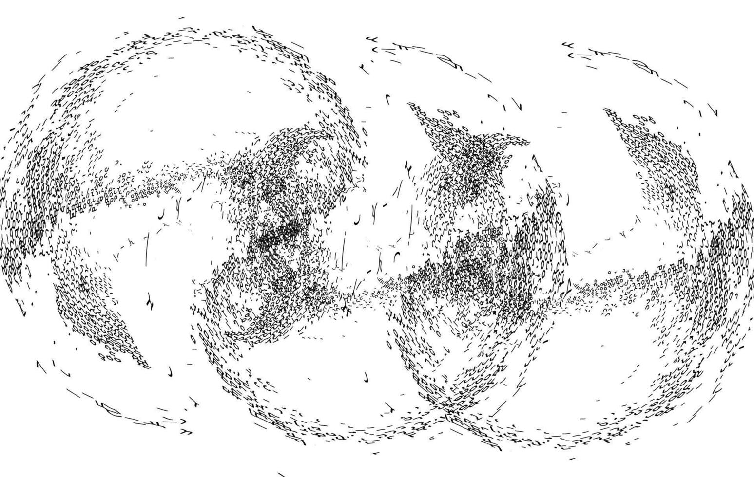 This abstract black and white circular swirl artwork features rough, hand drawn ink textures, creating a dynamic sense of motion and depth. vector