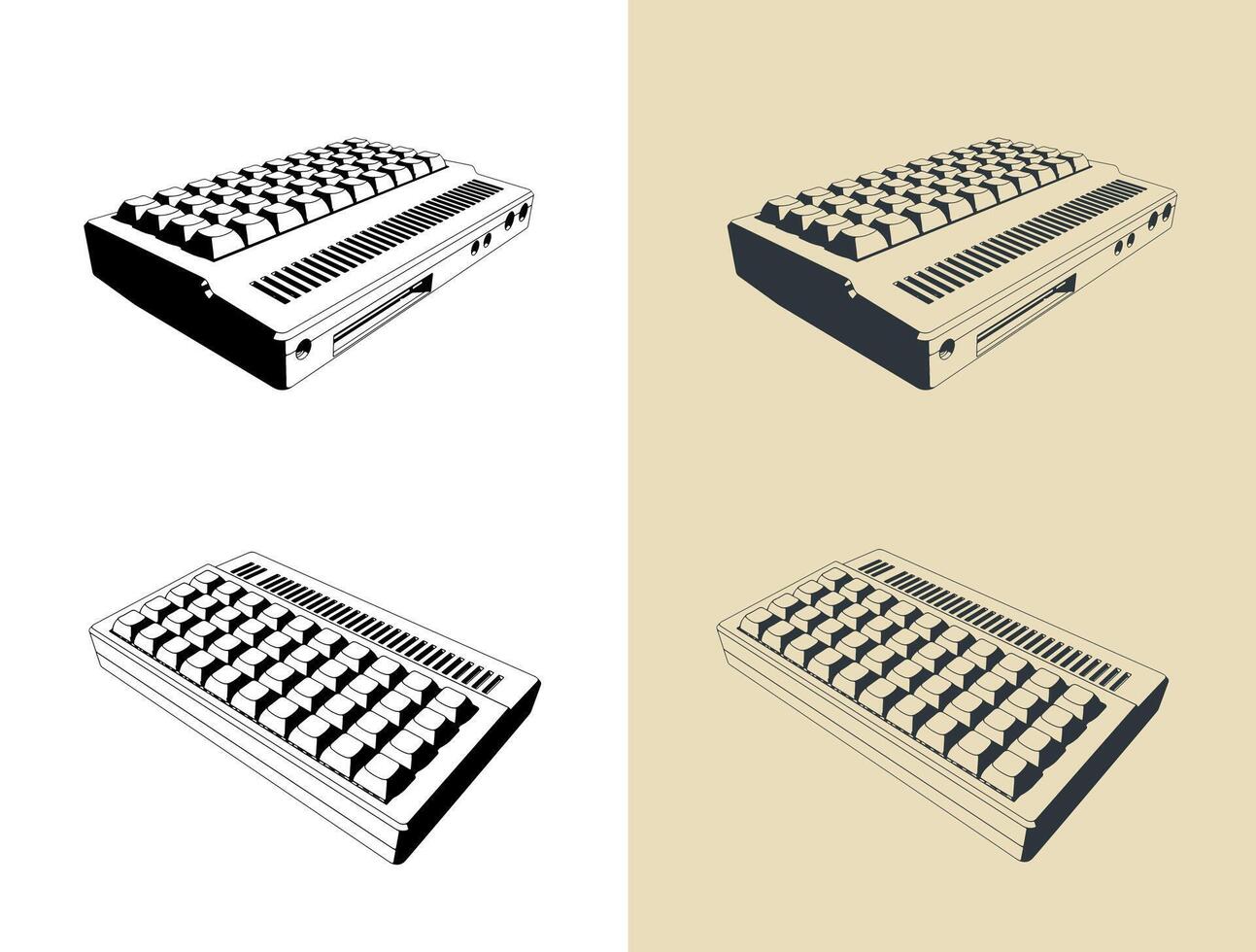 Retro computer illustrations vector