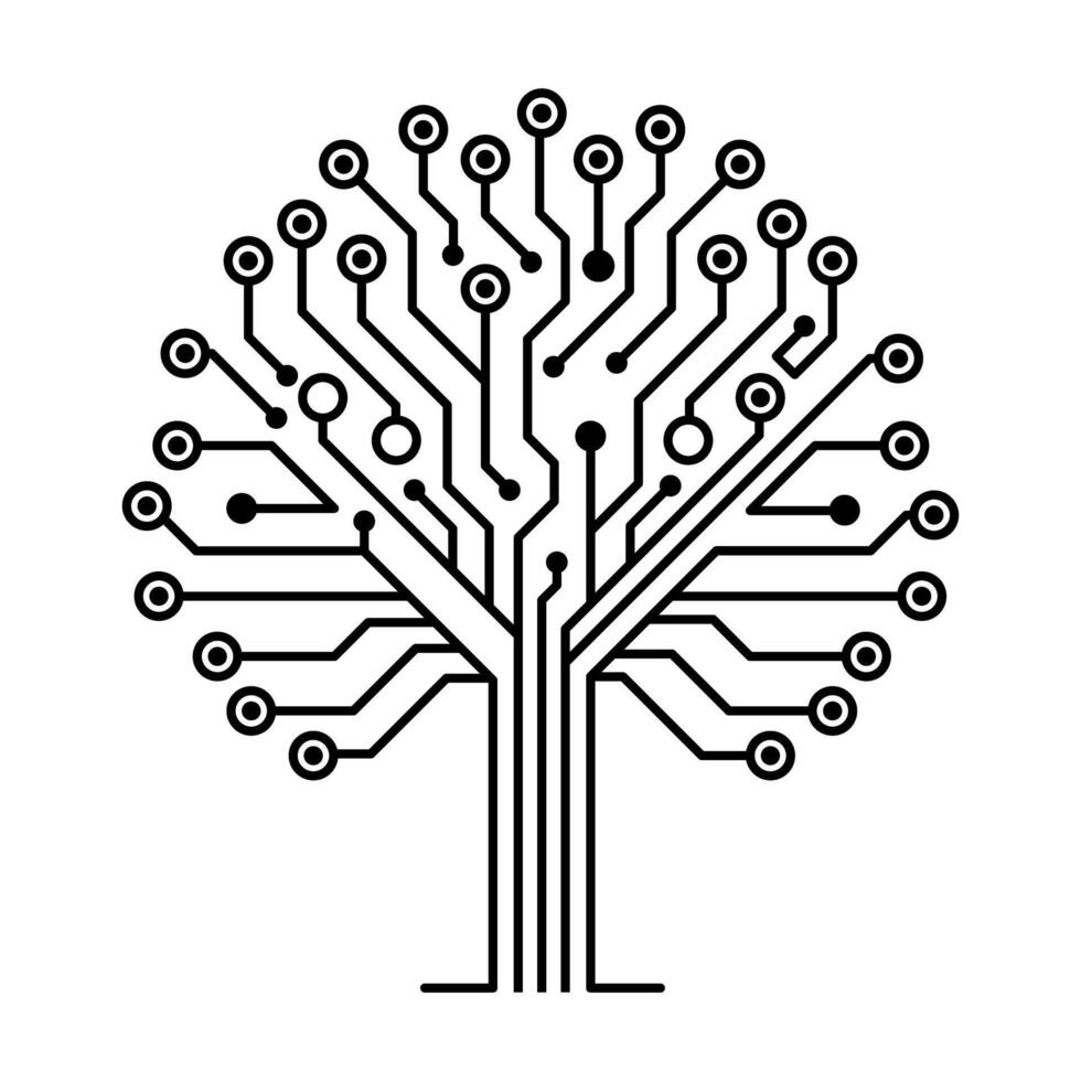 Digital Tree Circuit Board Graphic vector