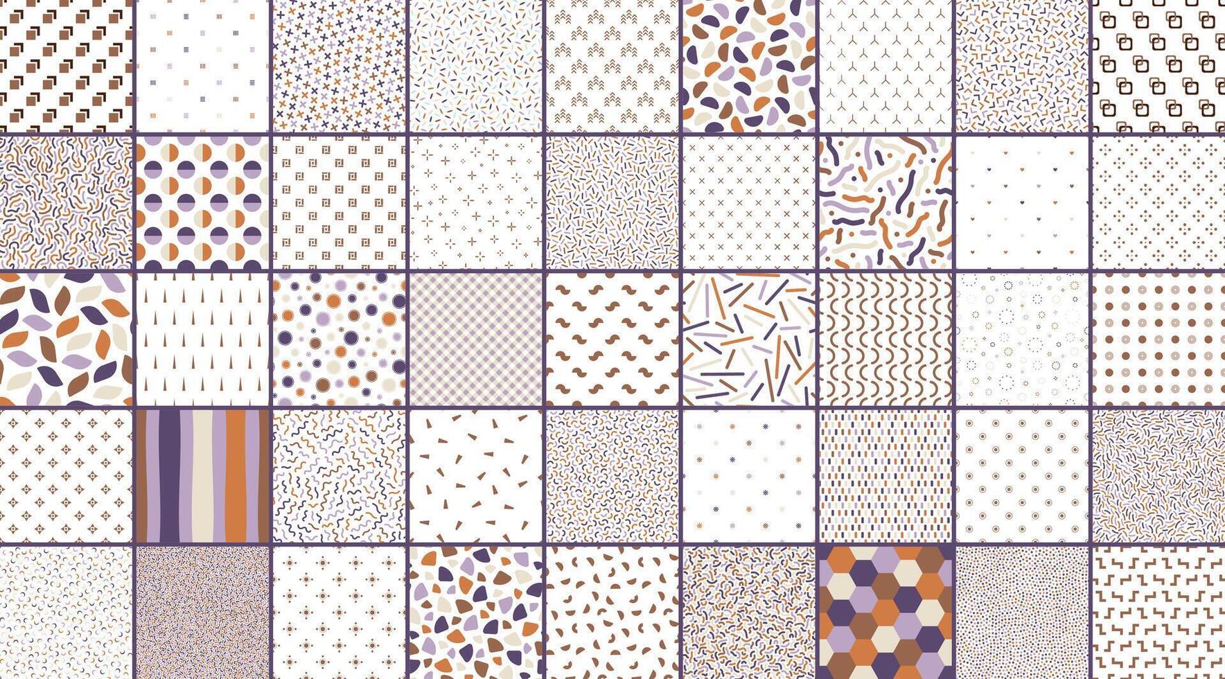 Collection of simple seamless retro patterns. Color repeatable bright minimalistic backgrounds. Endless mosaic textures. Delicate fashion trendy prints vector