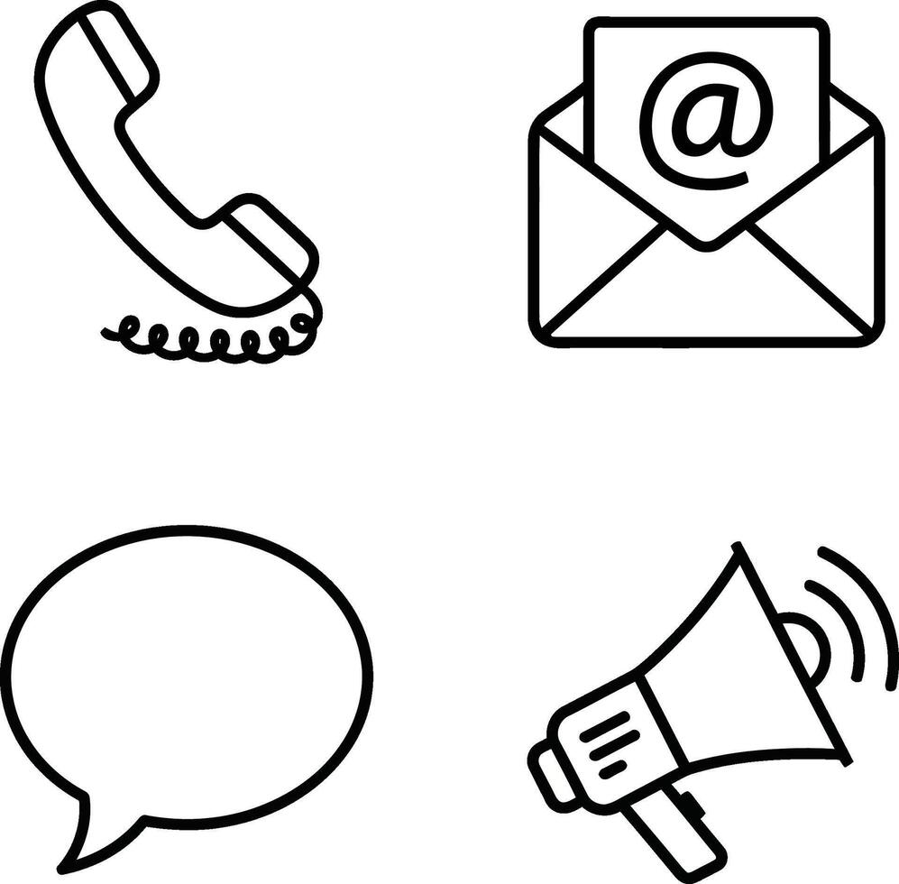 Outline Icons Representing Digital Communication and Contact Methods vector