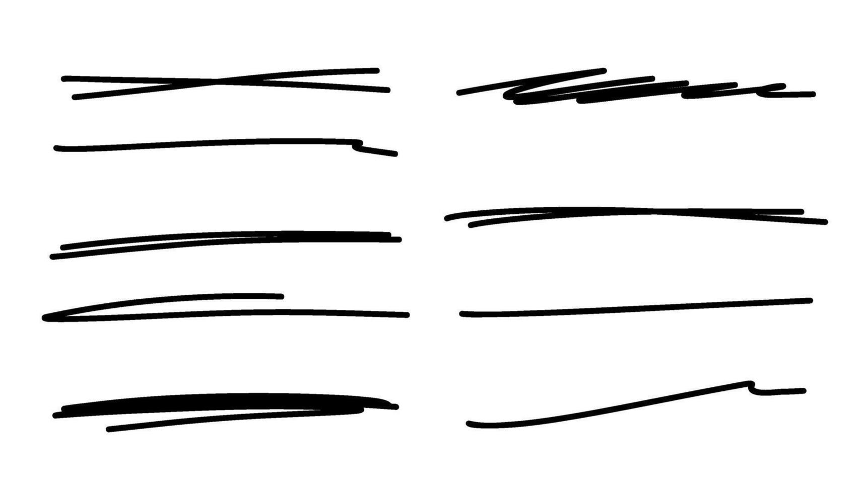 Set of hand-drawn doodle marker lines and underlines. Collection of sketch dividers and decorative strokes. doodle elements isolated on transparent background. vector