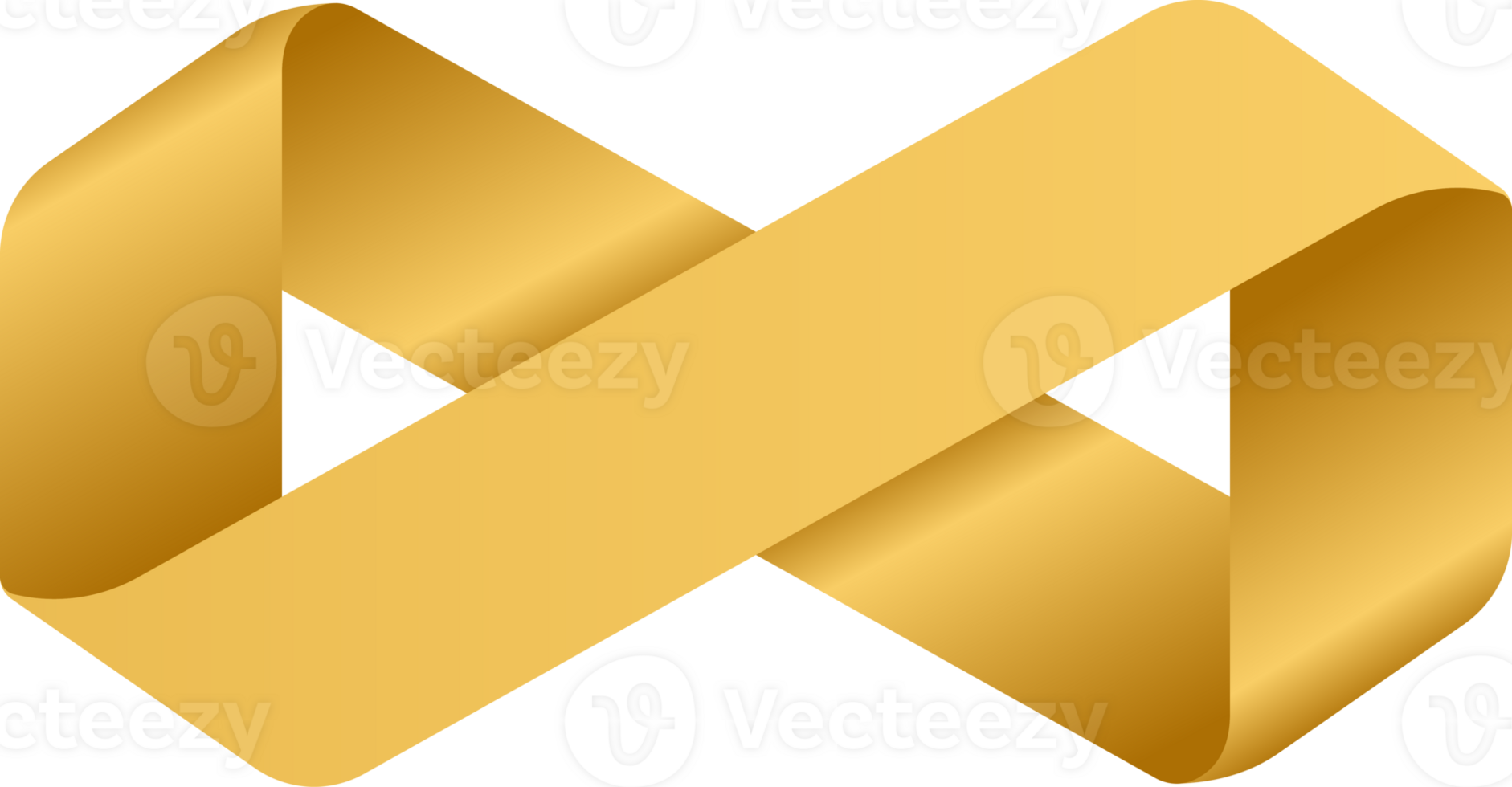 dourado infinidade fita logotipo símbolo do ilimitado potencial e elegante continuidade, trabalhada com suave gradientes e moderno curvas clipart png