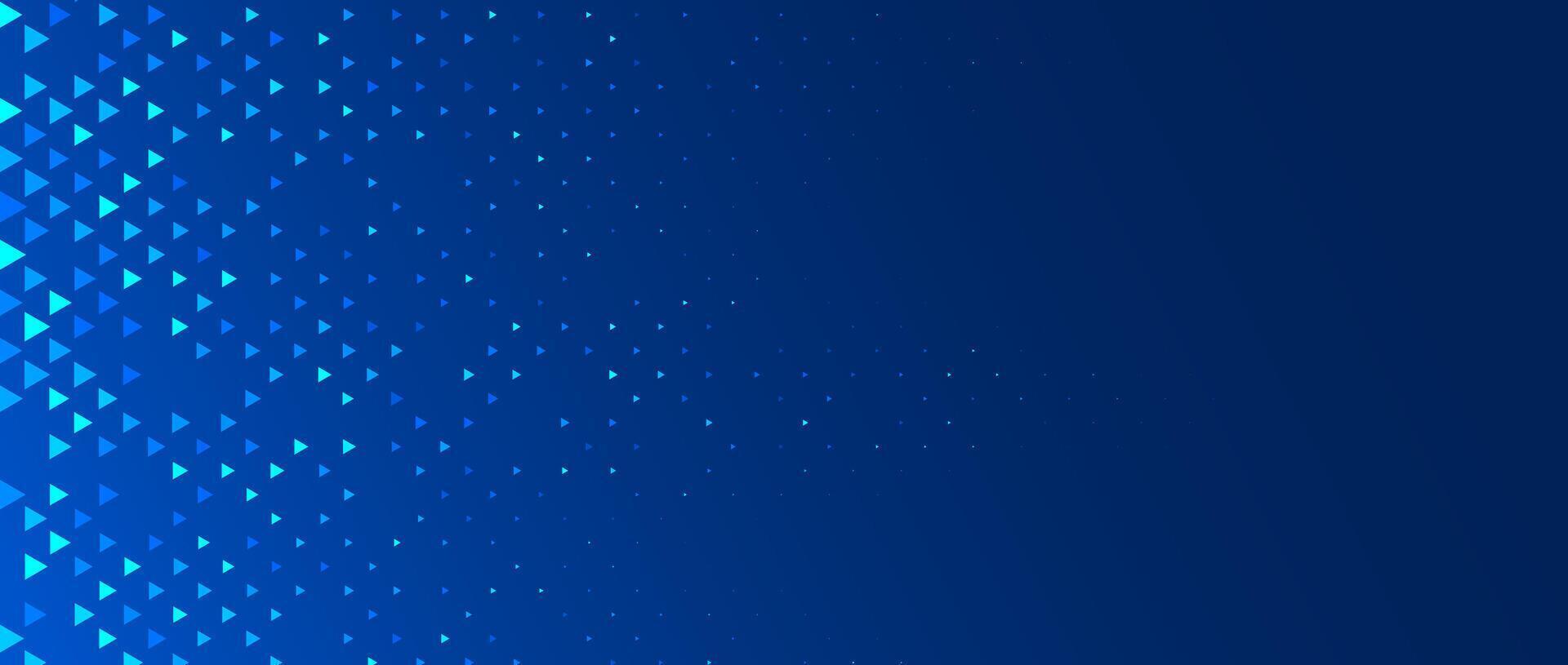 Blue neon triangle texture. Glowing arrow geometric background. Tech triangular mosaic pattern wallpaper. Navy arrow halftone gradient for business booklet, science poster, healthcare banner. vector