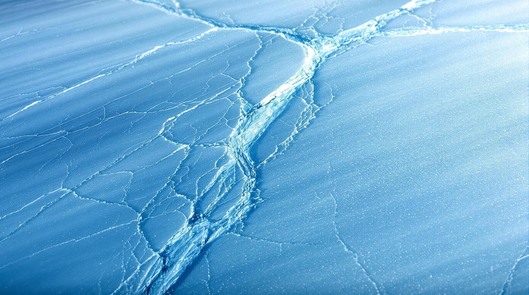Abstract Aerial View of Cracking Ice Formation in Polar Region Blue Ice Texture with Fractal Patterns Glacial photo