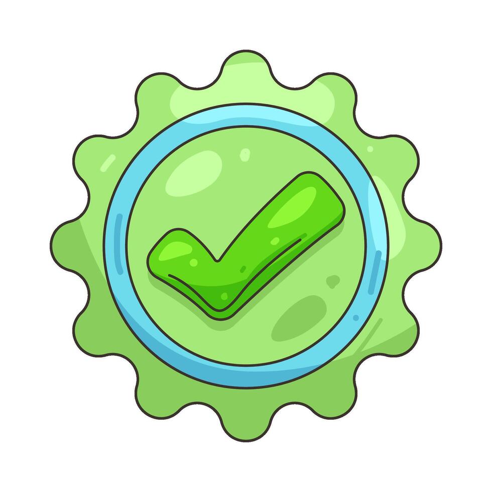 Green check mark approval seal vector