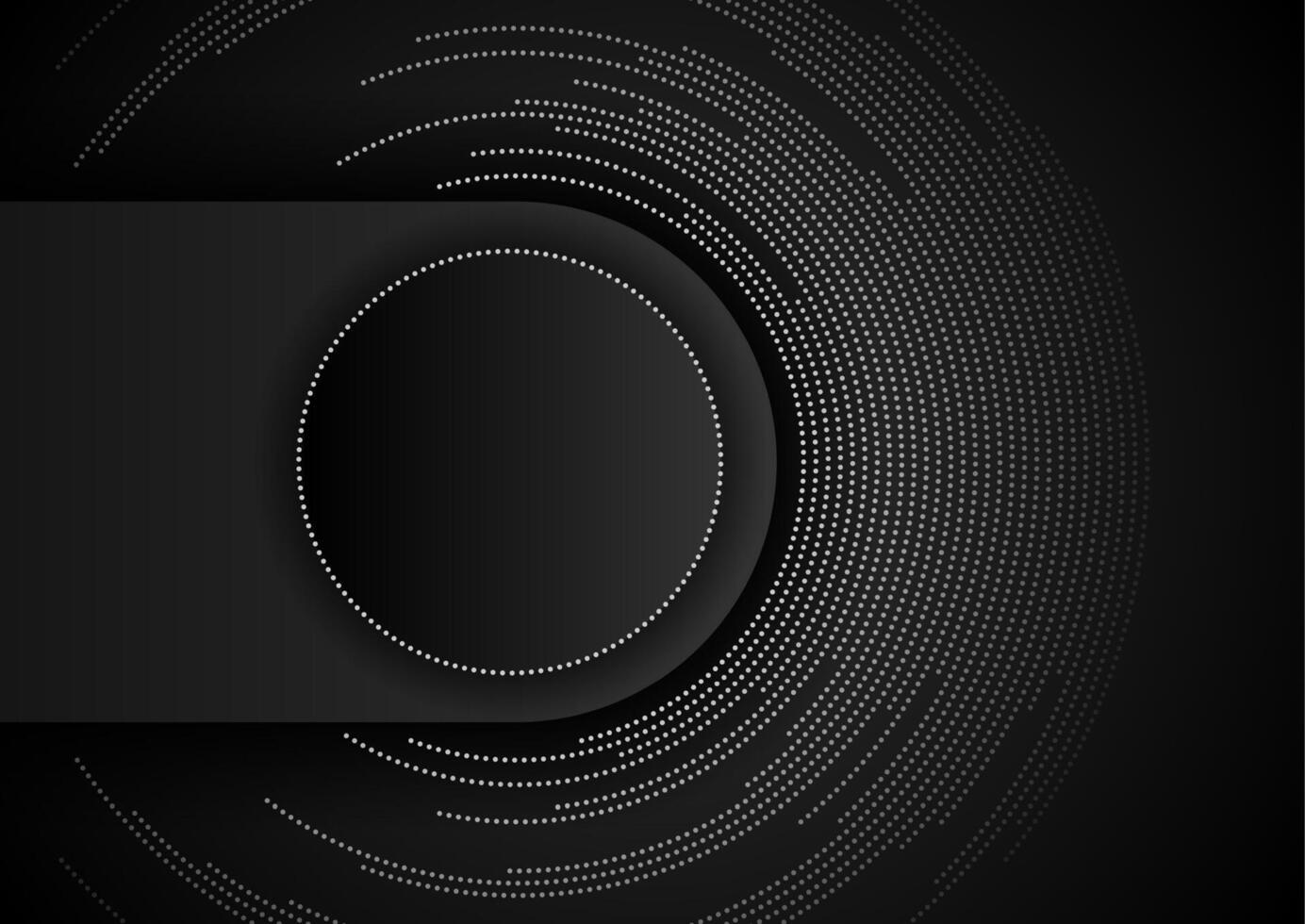 Black white abstract geometric tech background with dotted lines circles vector