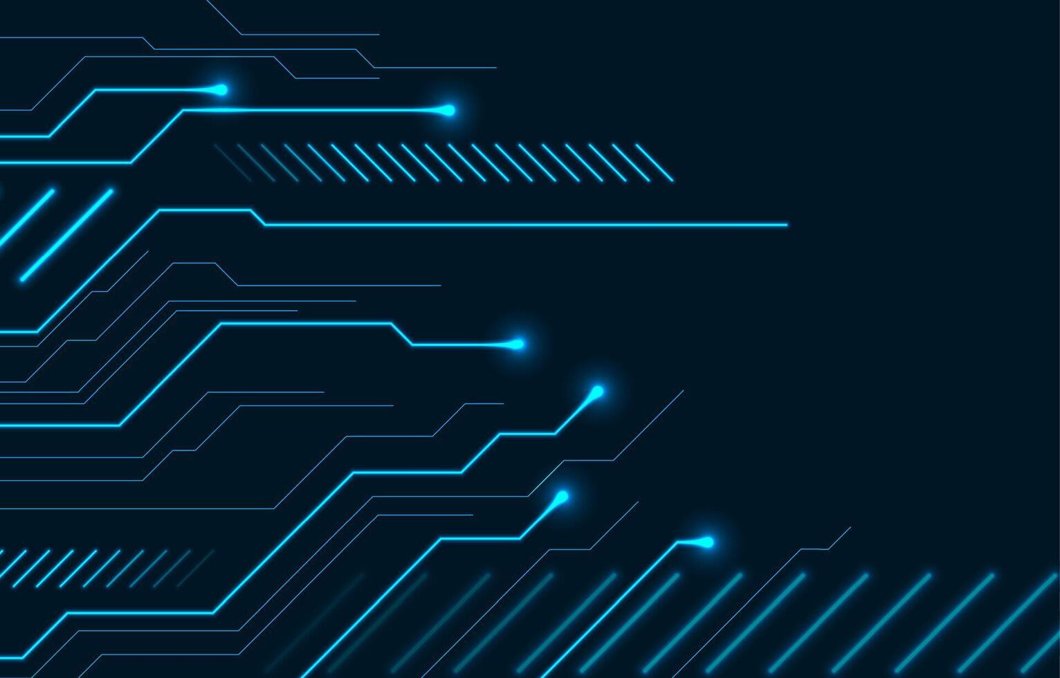 Abstract blue neon technology background with circuit board lines vector