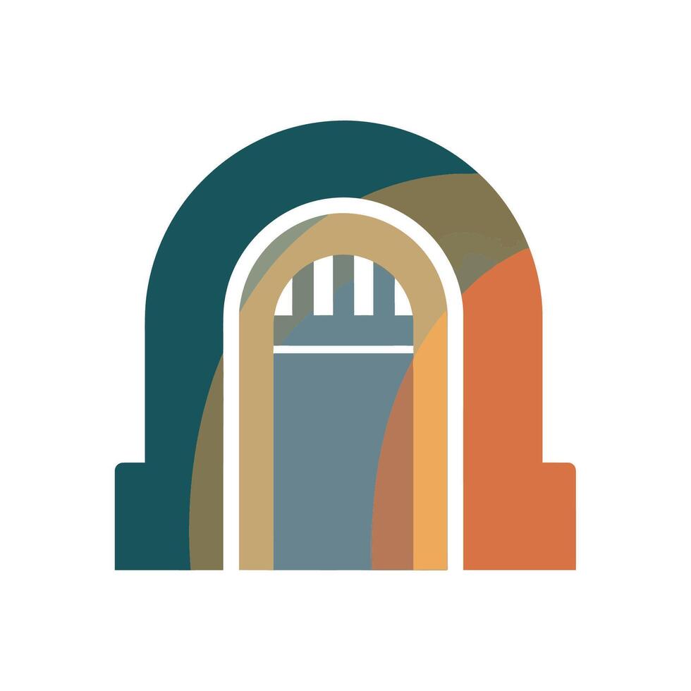 Abstract Archway Icon with Geometric Shapes vector