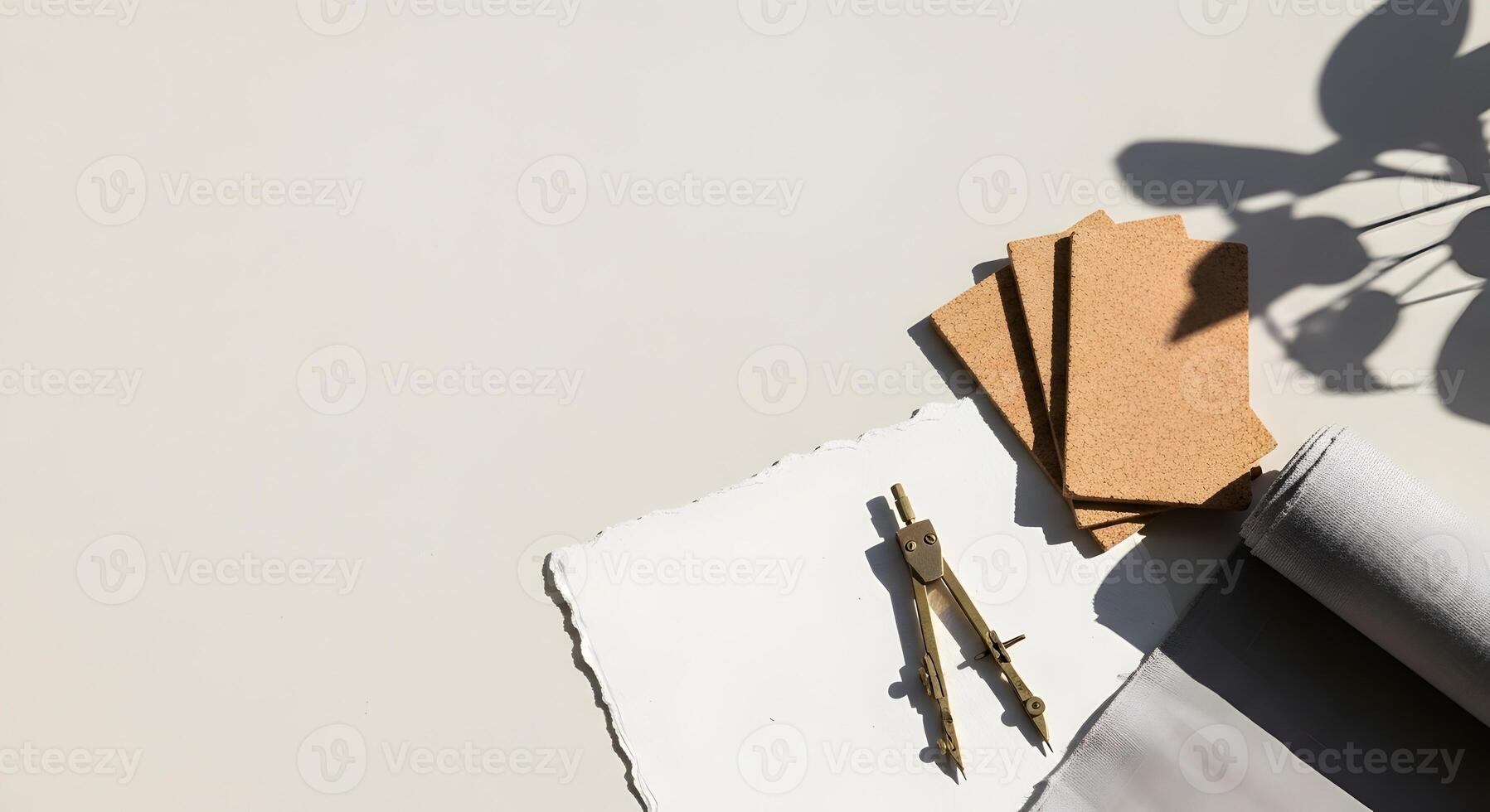 Architectural design elements with drafting tools providing space for design projects and creative planning photo