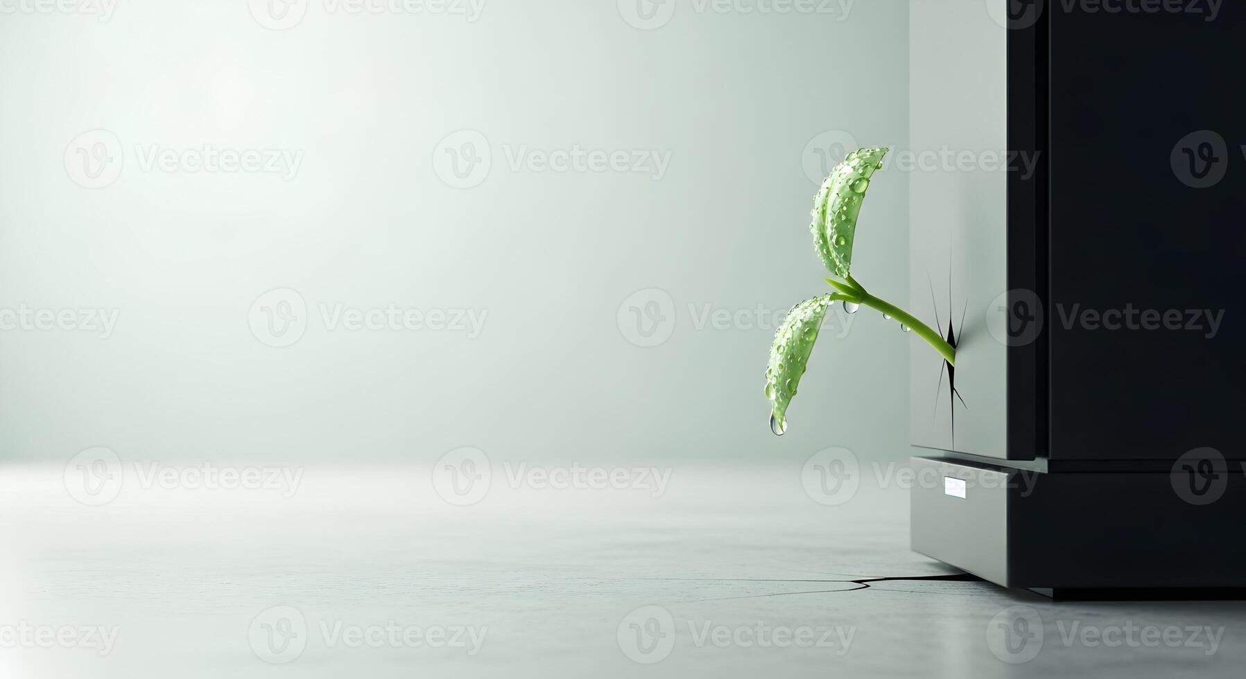 Resilience and Growth a green sprout emerging from a crack representing new beginnings overcoming challenges photo