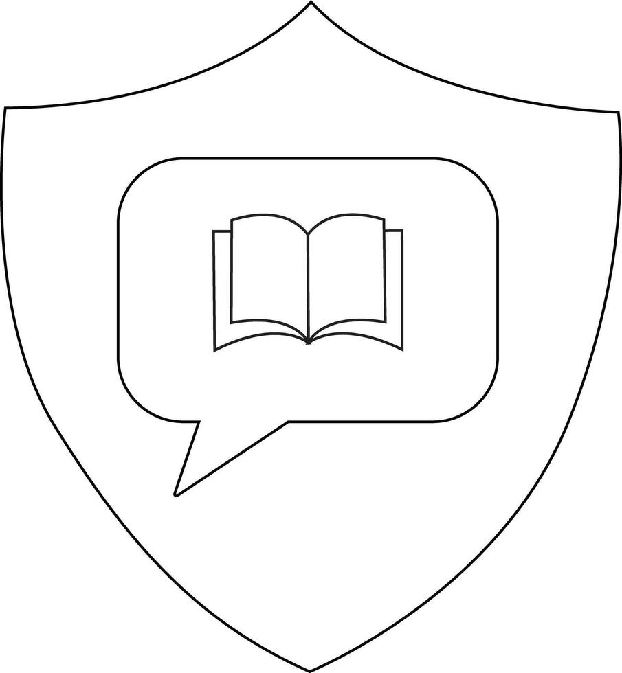 Shield emblem open book in a speech bubble vector