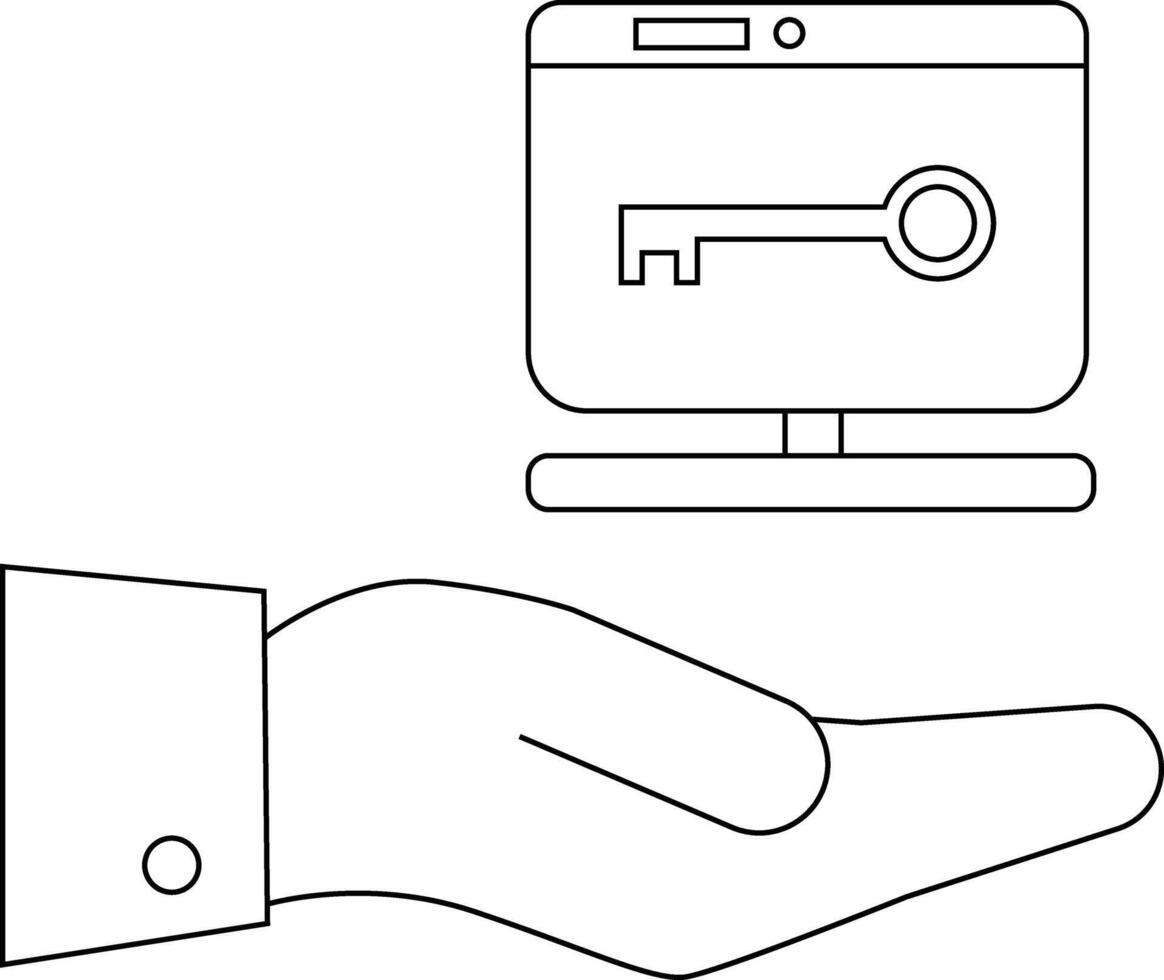 un mano sostiene un computadora monitor mostrando un llave vector