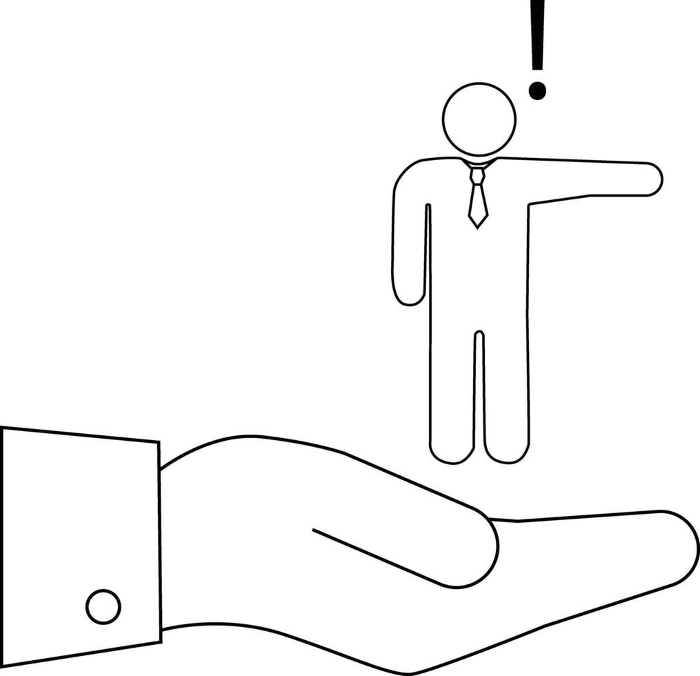 A simplified figure with an exclamation point over a hand vector