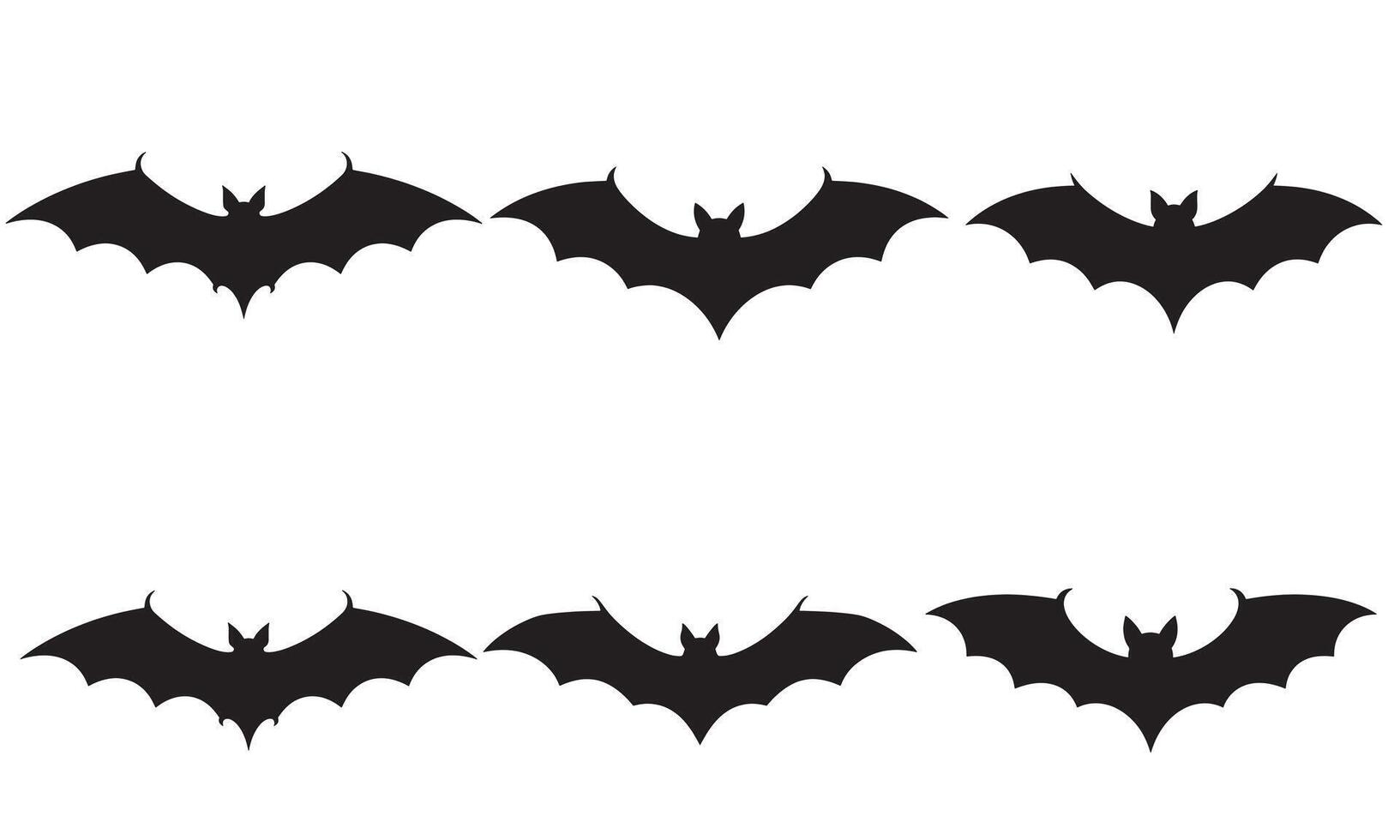 Row of flying bats in a distinctive silhouette style vector