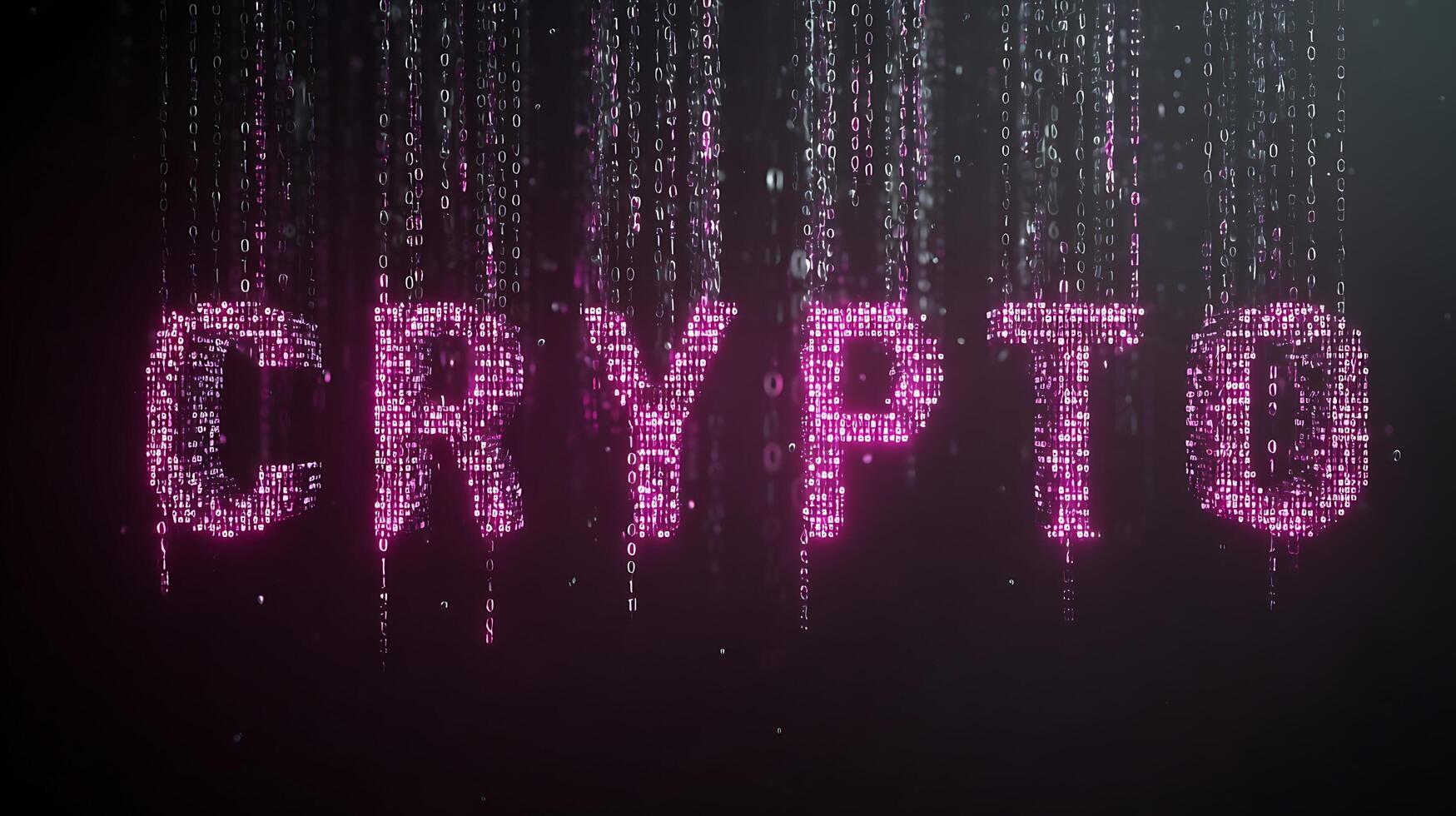 Digital World Glowing Crypto Text Made of Binary Code. photo