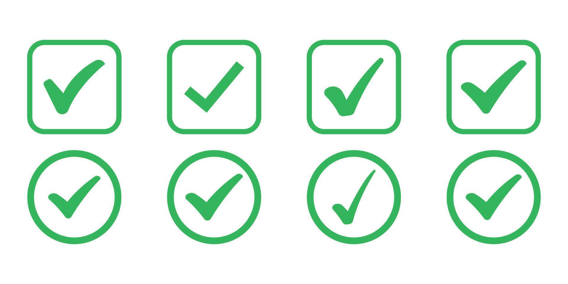 Modern flat check mark icons designed for web and app user interfaces. Suitable for websites, forms, dashboards, and mobile UI design. vector