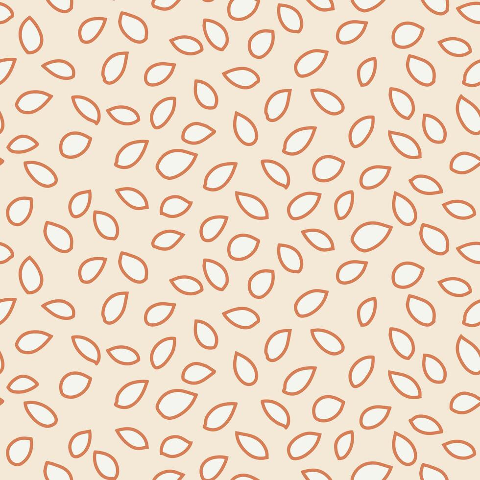 Seamless abstract pattern with simple outlined leaf shapes in terracotta on a warm beige background. Minimal, natural, and elegant design for fabric, packaging, and modern decor vector