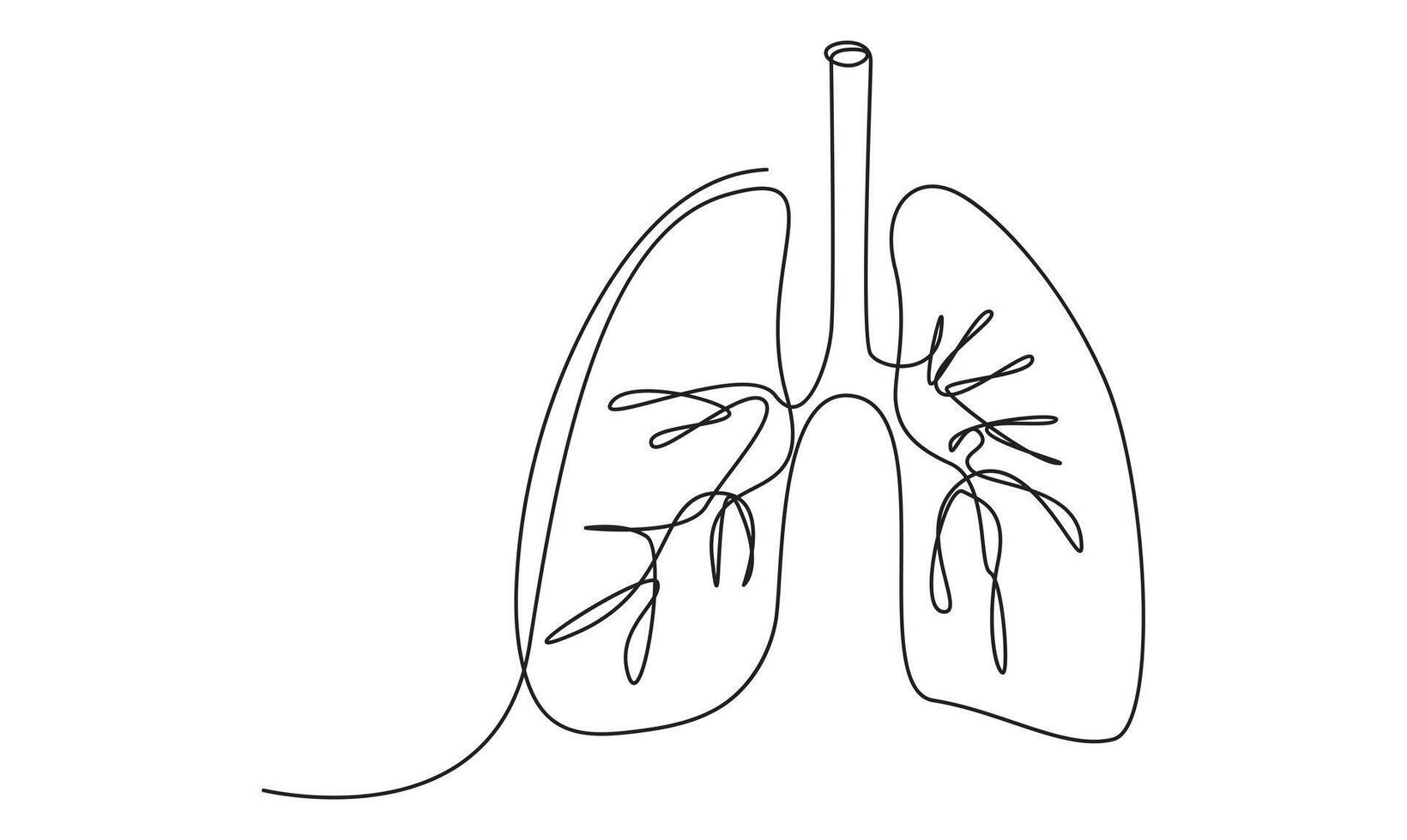 Abstract Lungs one continuous line Icon isolated on white background minimalist design vector