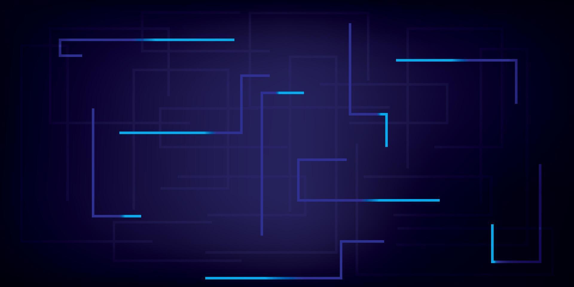 Luminous light blue geometric lines creating a futuristic technological maze pattern. vector