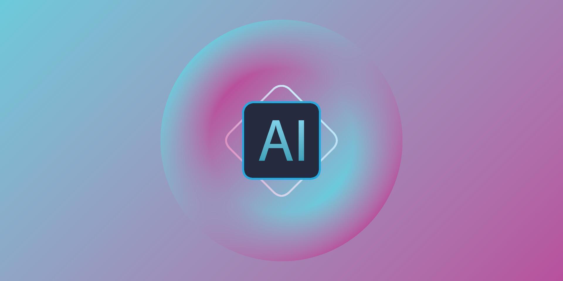 Modern AI Icon with Text Inside a Geometric Shape Digital Design. vector