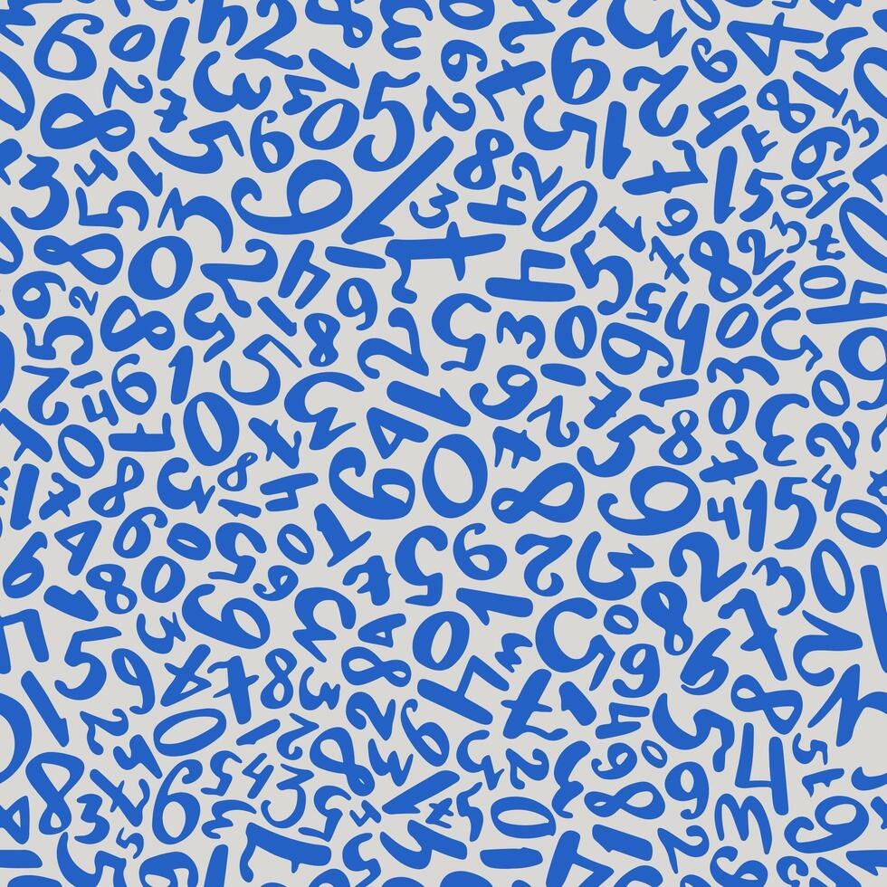 Dense educational pattern with cobalt blue multidirectional numbers on white background for classroom decor and presentations vector