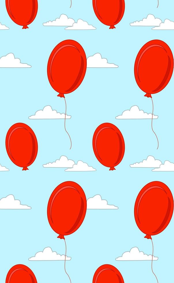 Seamless pattern with red balls and clouds vector