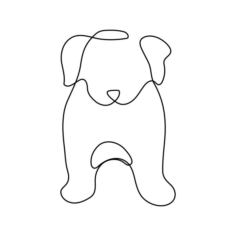 frontal view of a retriever puppy - one continuous line. A minimalist drawing of a cute little dog vector