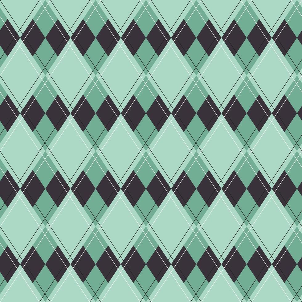 Seamless argyle green black pattern. Diamond shapes background. Can be used to fabric design, wallpaper, decorative paper, web design, etc. Swatches of seamless patterns included in the file. vector