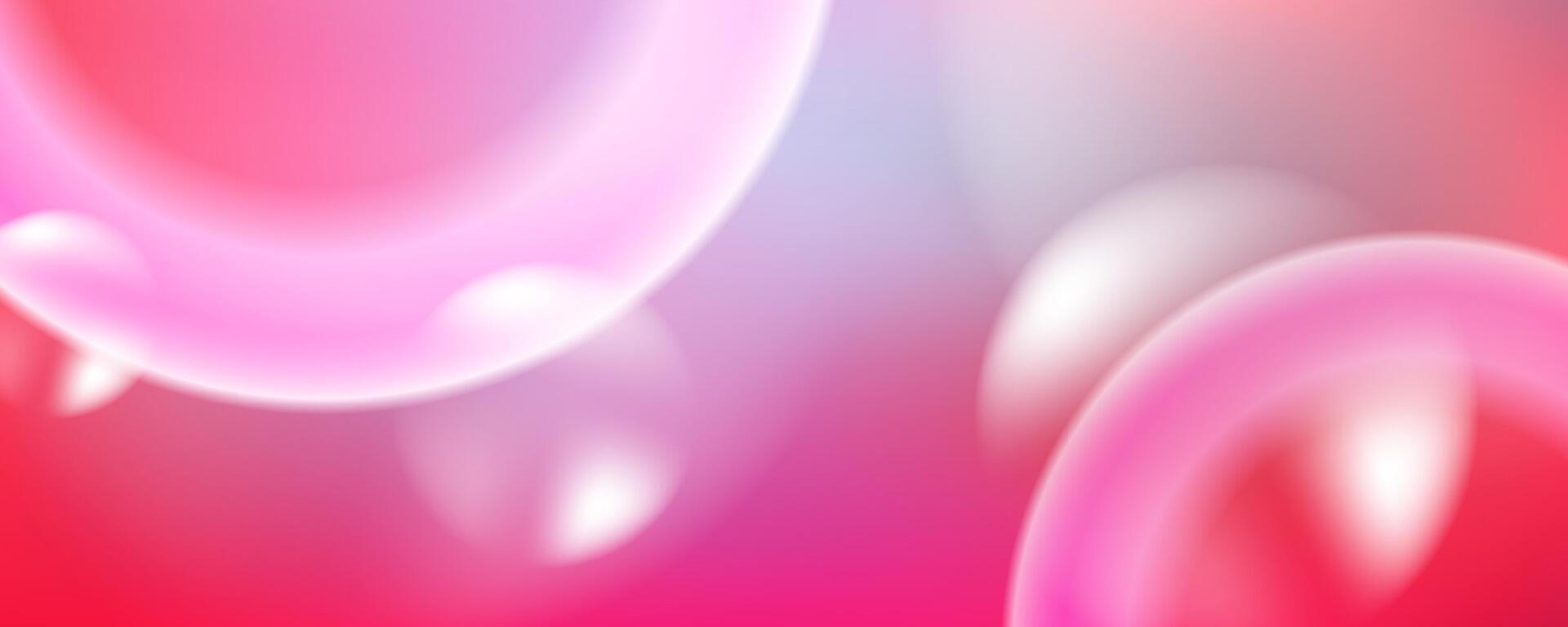 Pink, red, and blue gradient background with large smooth bokeh circles vector
