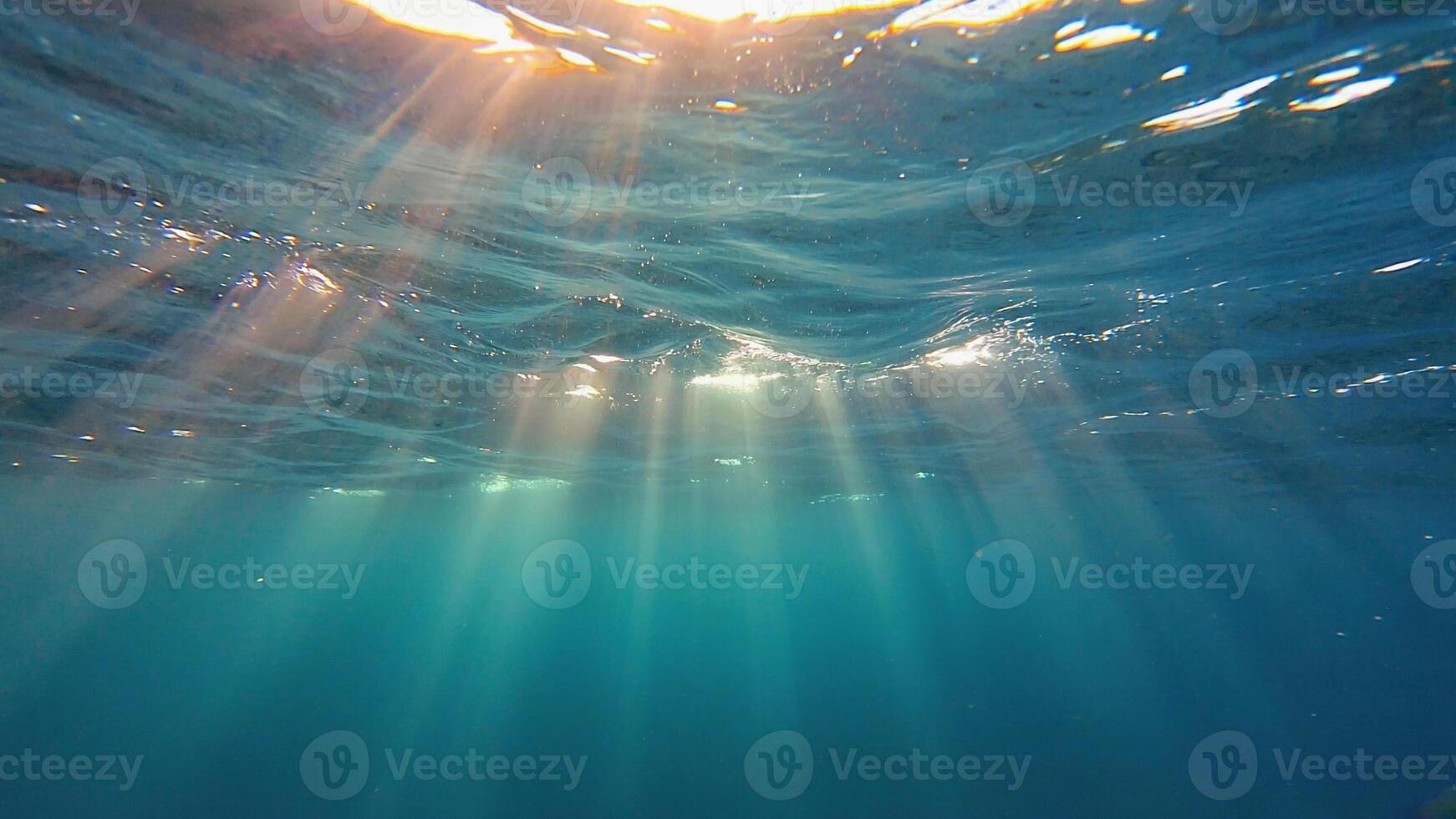 Sunlight streams through clear blue ocean water creating serene, rippling patterns and a sense of tranquil depth photo