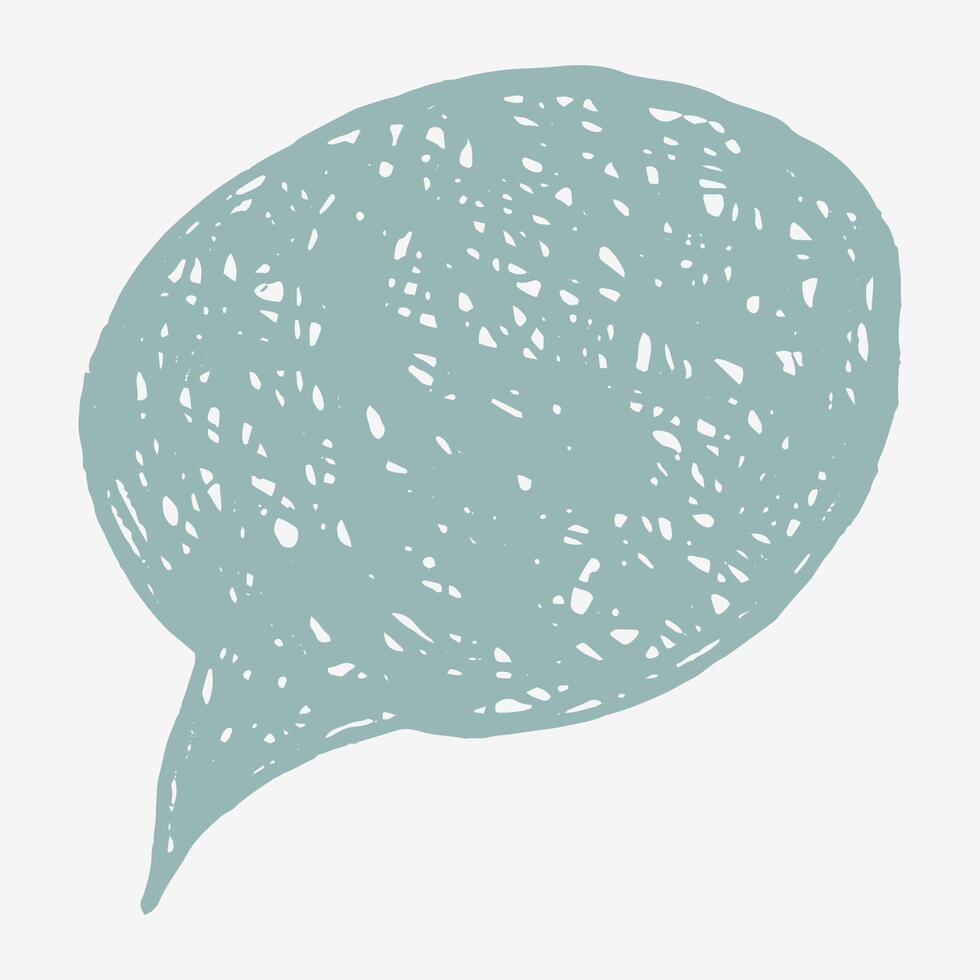 Crayon speech bubble with sketch lines. Rounded shape with uneven hand drawn edges. Text box chalkboard for adding text. vector