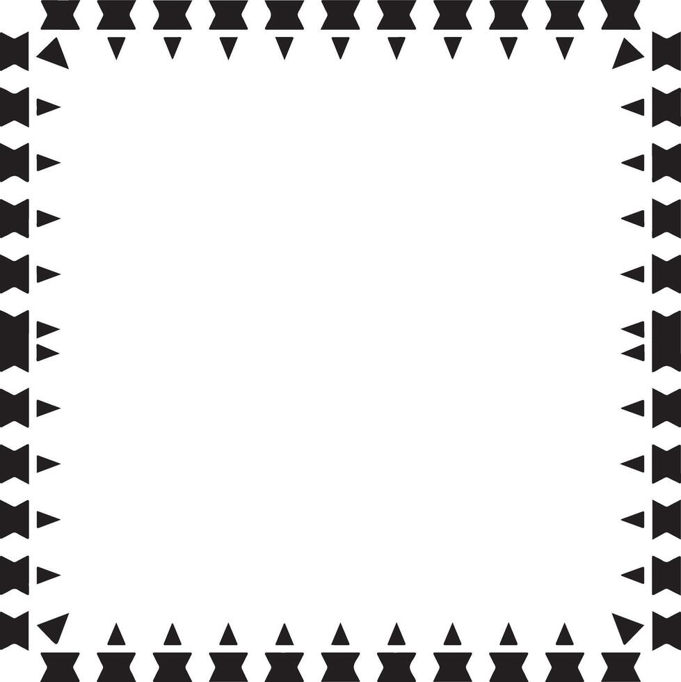 A black and white square frame with a border of triangles vector