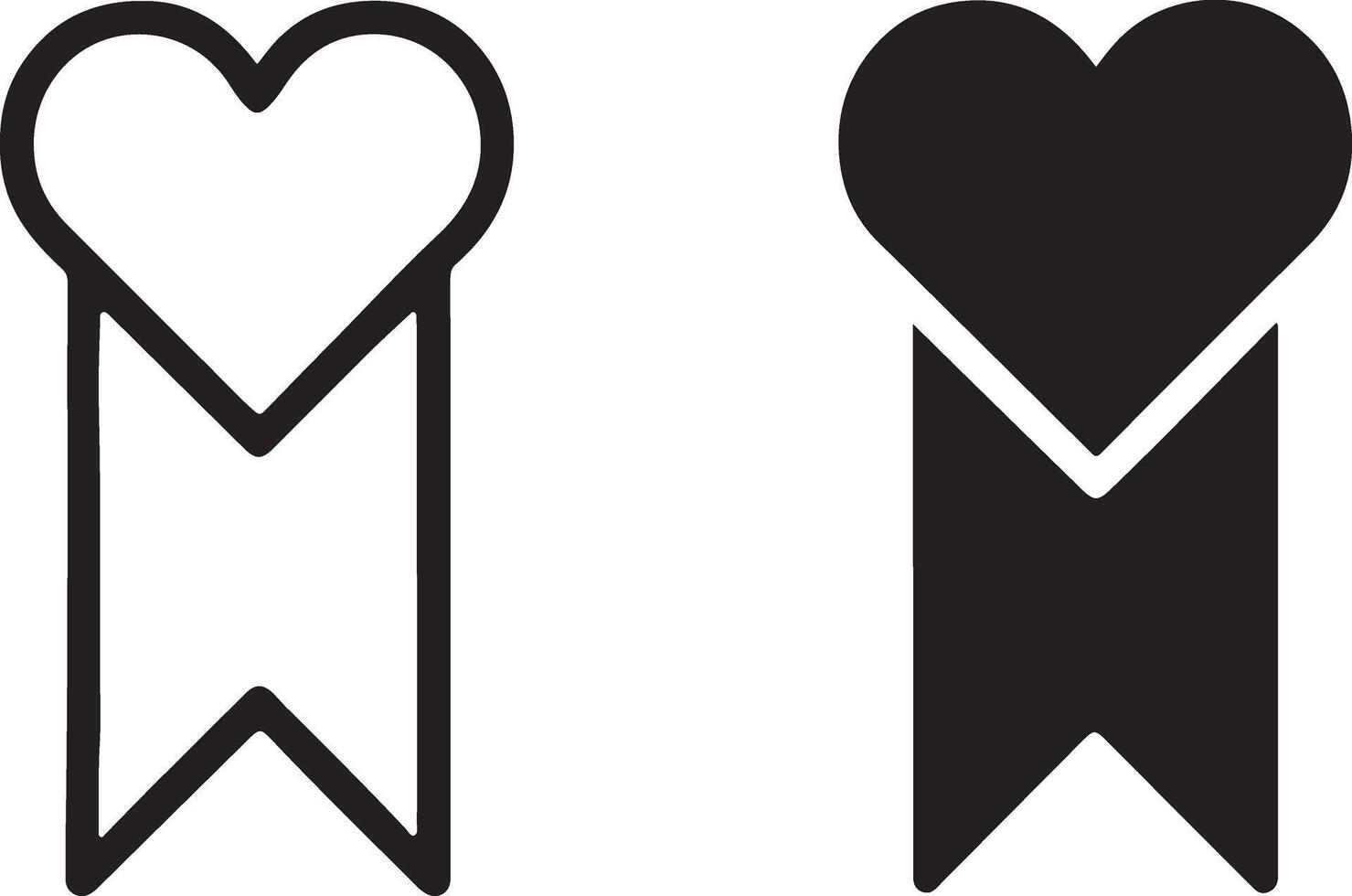 Heart bookmark icon in outline and solid styles, representing favorite, save, important, love, mark, ideal for modern user interface design element. isolated on white background, , illustration vector
