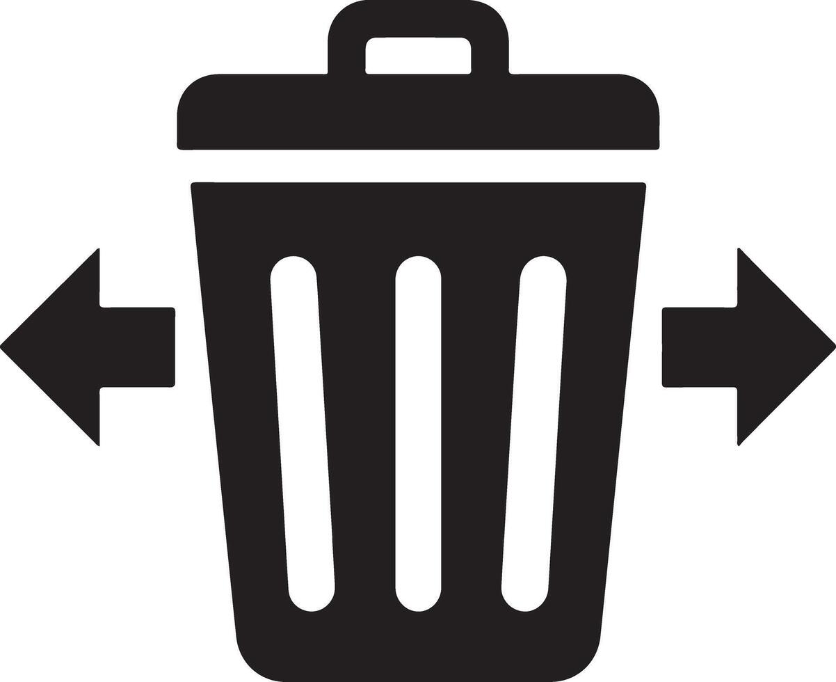 A black and white trash can with arrows pointing to it vector