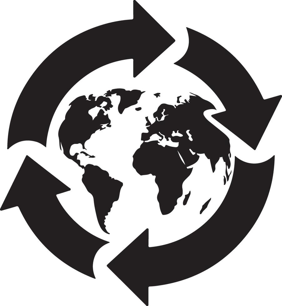 The earth is in a circle with arrows pointing to it vector