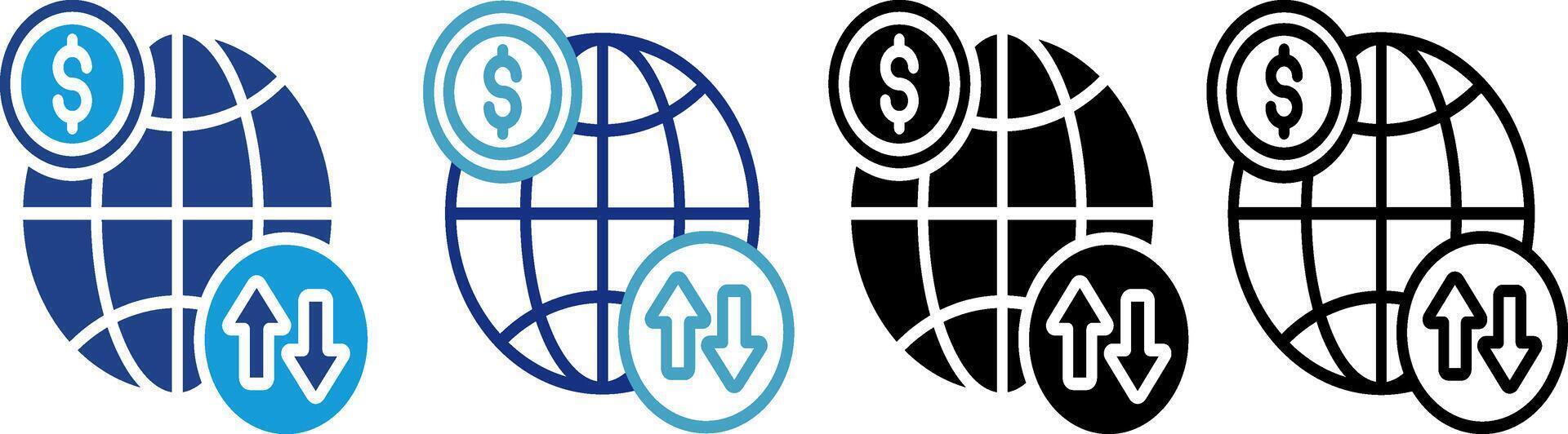 Global transaction icon with world map vector