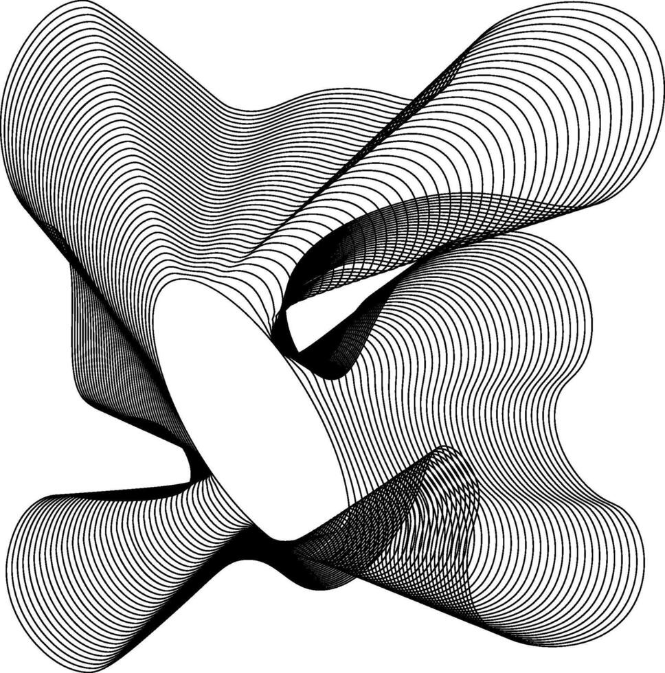 Form with circular center and fluid outer lines that expand and contract to mimic motion and liquid dynamics. vector