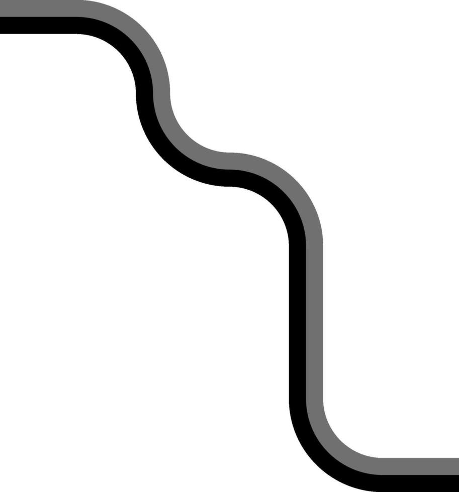 Two bold lines create a diagonal zigzag built from squared wave motions and gently curving junctions. vector