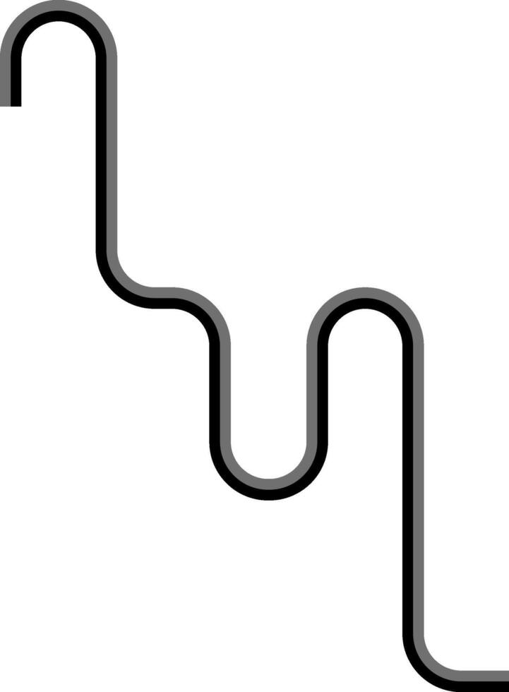 Two broad lines extend a long labyrinth pattern composed of winding curves and layered geometric passages. vector