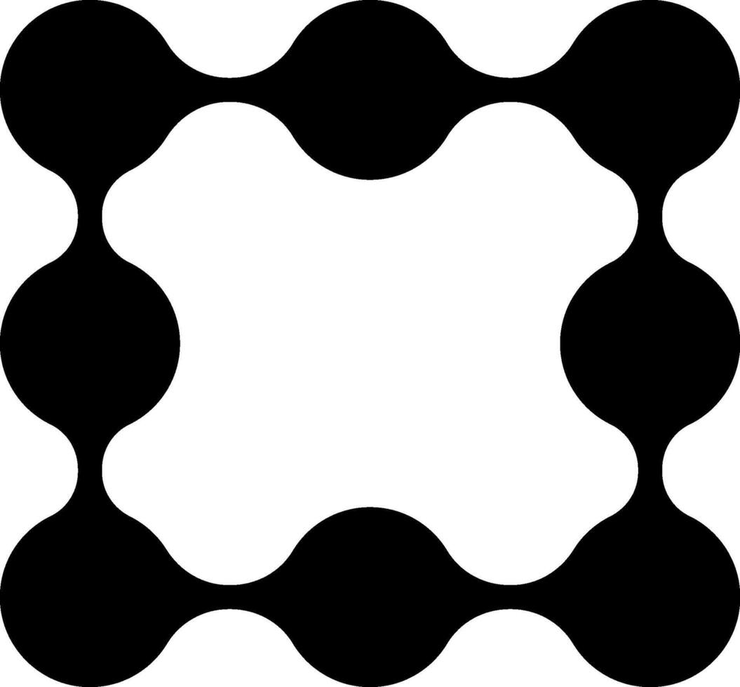 Hollow square structure formed by circular dots. vector