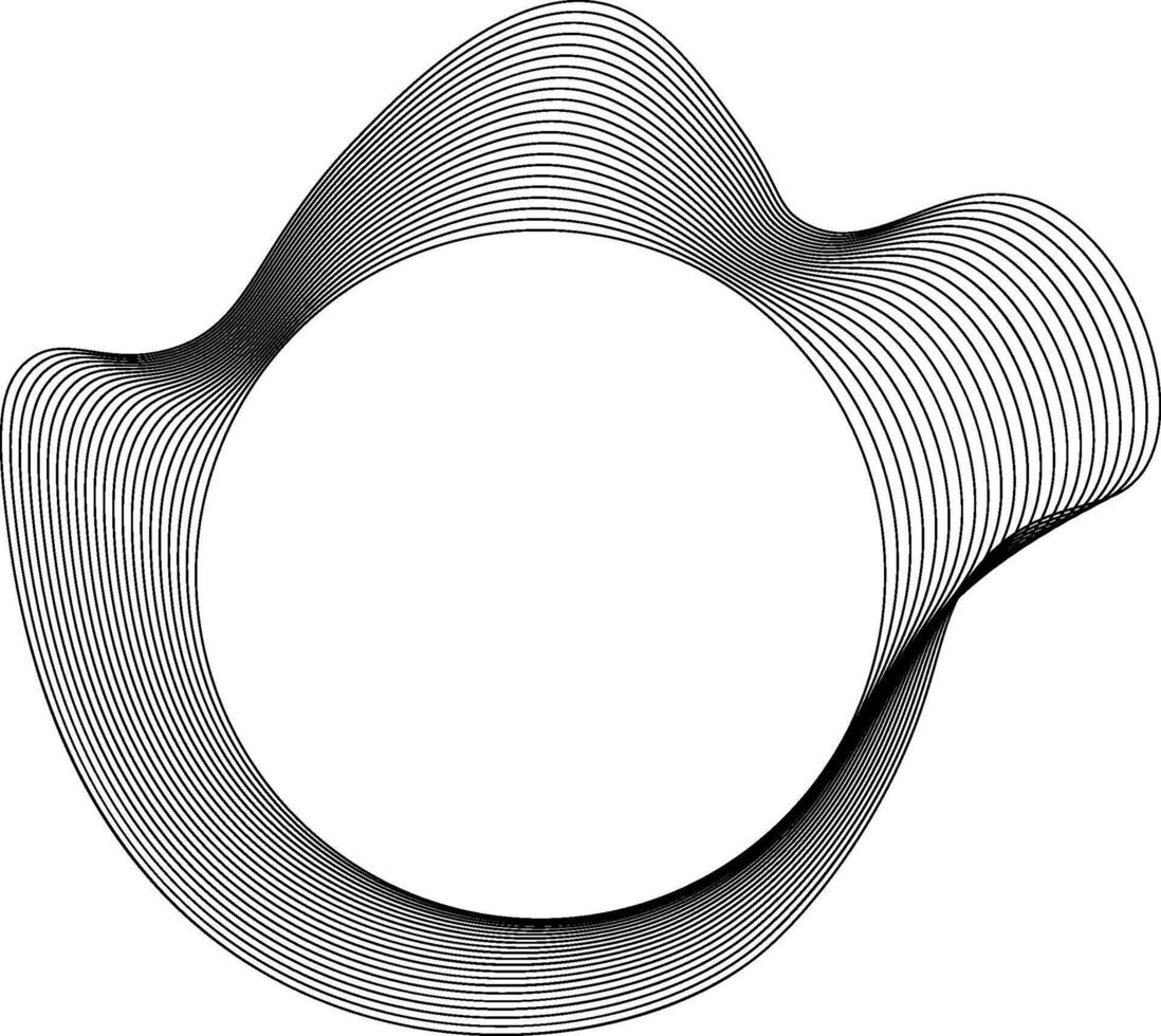 Central circular opening bordered by wave-like ripple contours radiating outward with layered distortion in circular patterns. vector