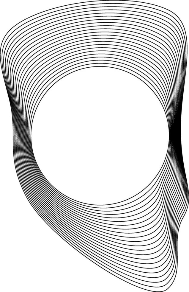 Core circular area outlined by irregular flowing lines forming a dynamic composition with varied curvature and layered movement. vector