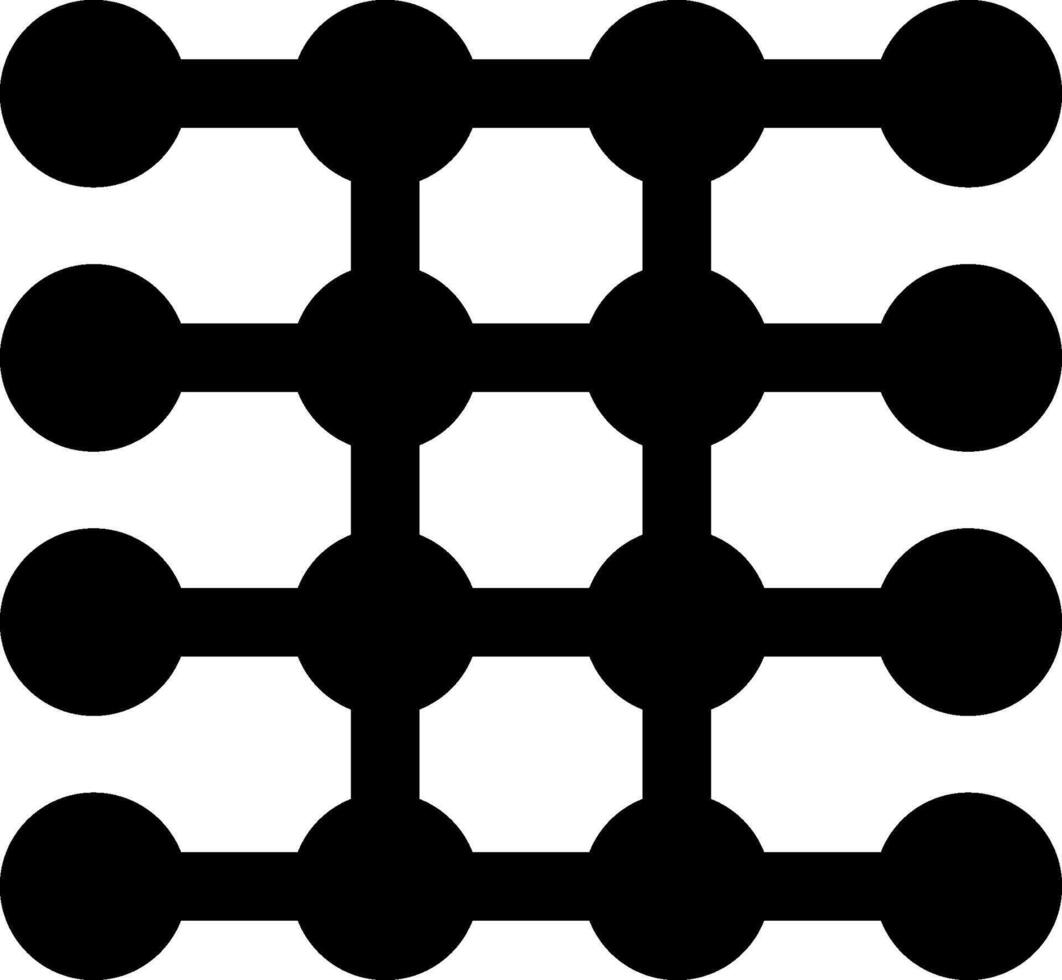 Diamond-shaped grid pattern formed by interconnected circular nodes and linking lines. vector