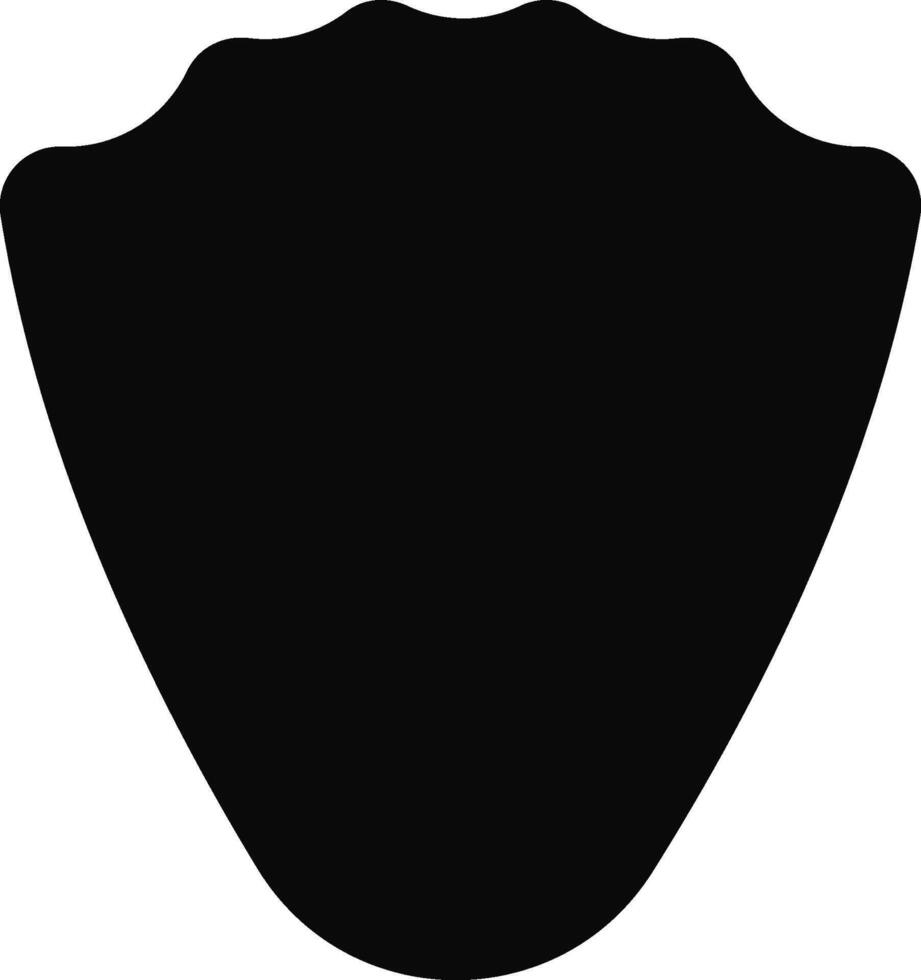 Solid black silhouette of a minimalist shield with an arched structure and clean lines. vector