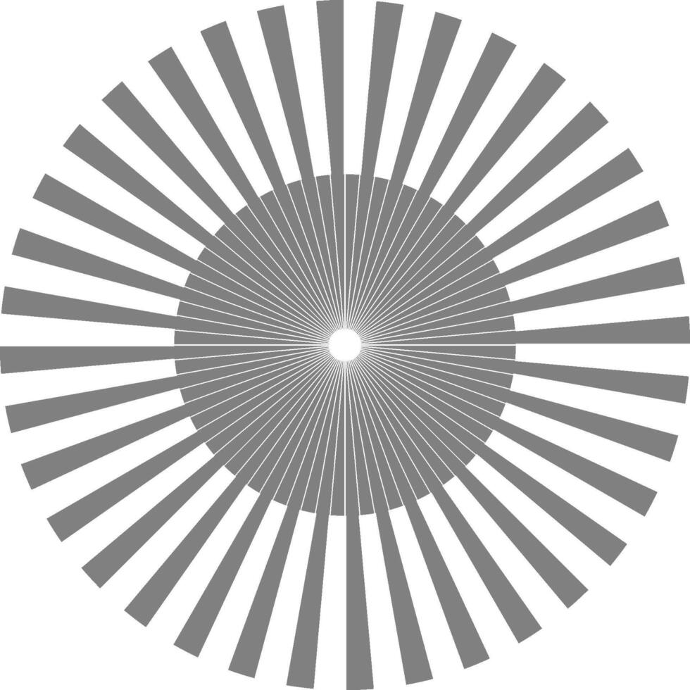 Fine concentric lines organize into a smooth circular wheel reflecting measured radial alignment. vector